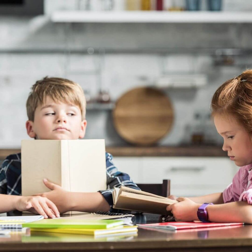 Students learning at home during an extended school closing